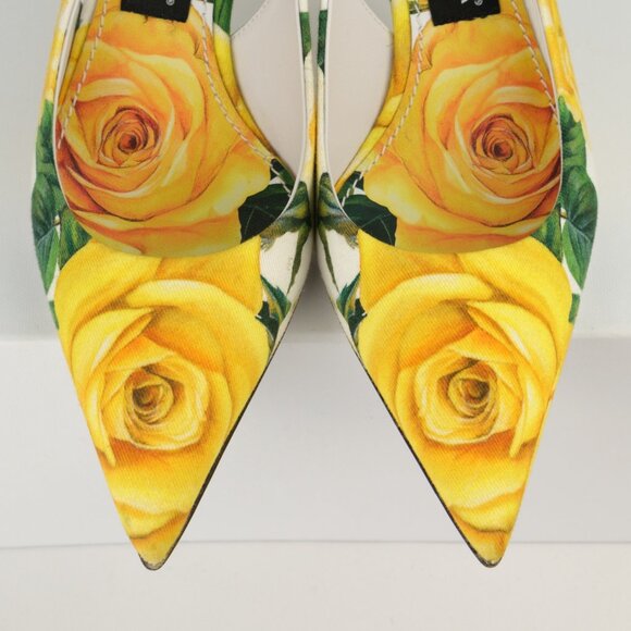 Dolce & Gabbana Yellow Rose Gabardine Slingback Pumps, EU 35/US 5 - Picture 5 of 14